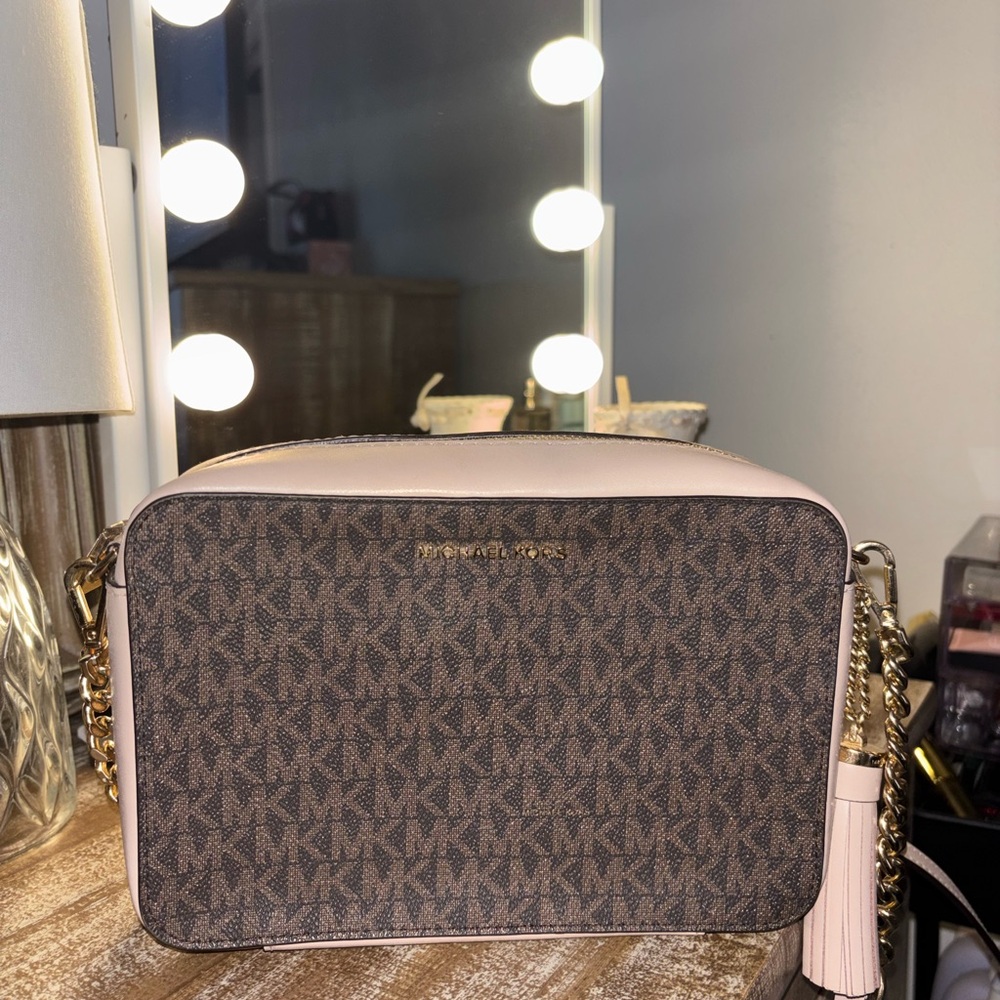 Michael Kors Blush Pink and Brown Crossbody Bag